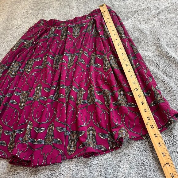 Lularoe Madison Skirt Medium Pleated Midi Knit Pull On Pockets Mosaic Deer 16685 - Picture 7 of 9